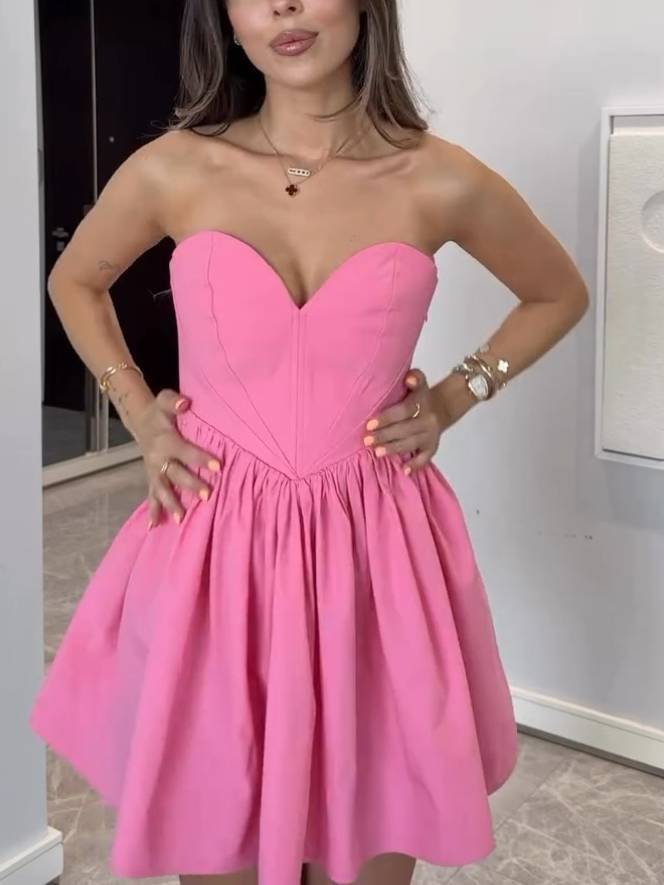 Tube Top High Waist Mini Dress