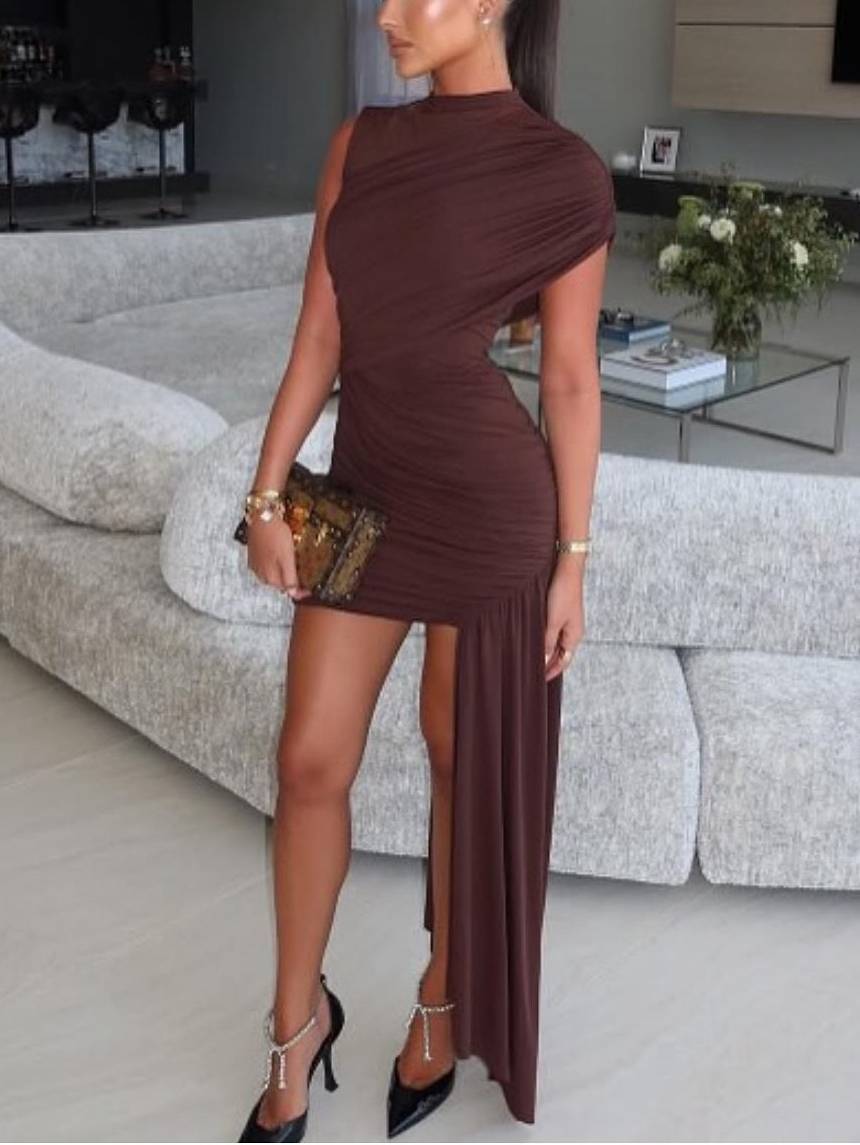 Irregular Hem Fold Dress