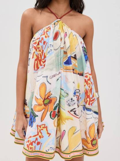 Halter Neck Printed Mini Dress