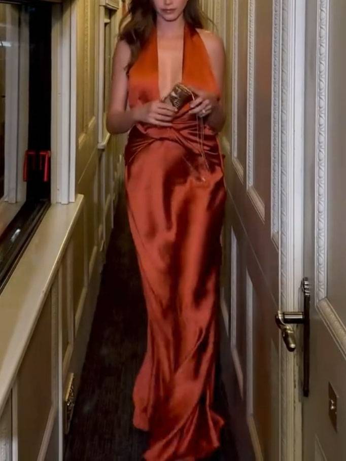 Deep V-Neck Backless Sexy Maxi Dress