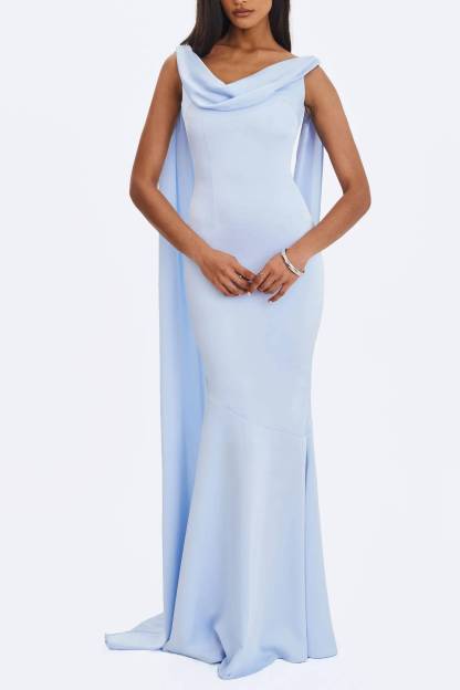 Dick Collar Open-Shoulder-Strap Fishtail Long Gown