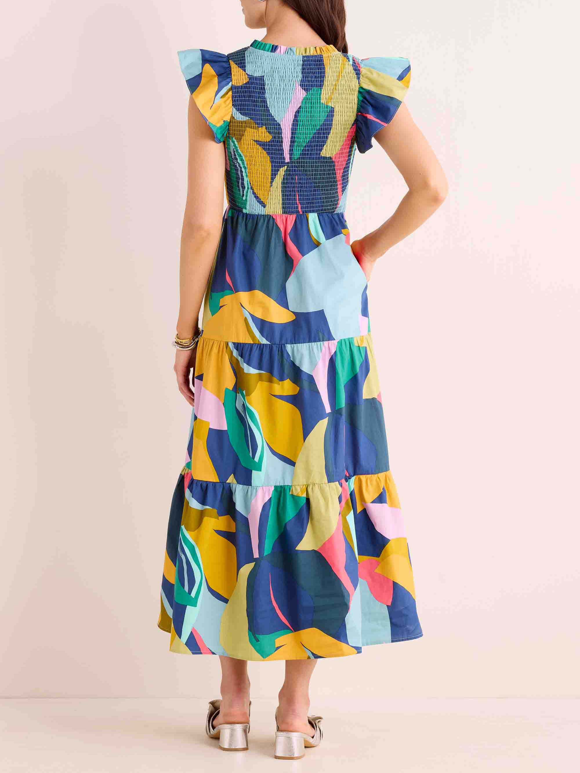 V-neck Printed Maxi Dress