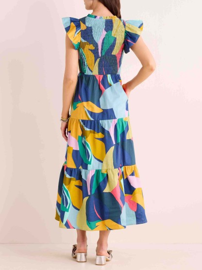 V-neck Printed Maxi Dress