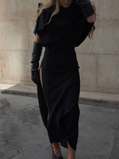 Hollow-out Side Slit Maxi Dress