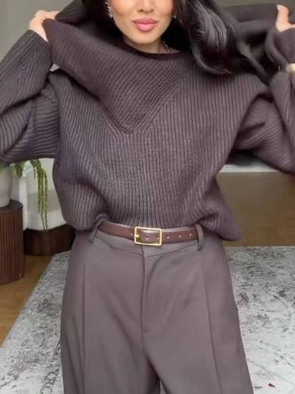 Scarf Design Pullover Sweater