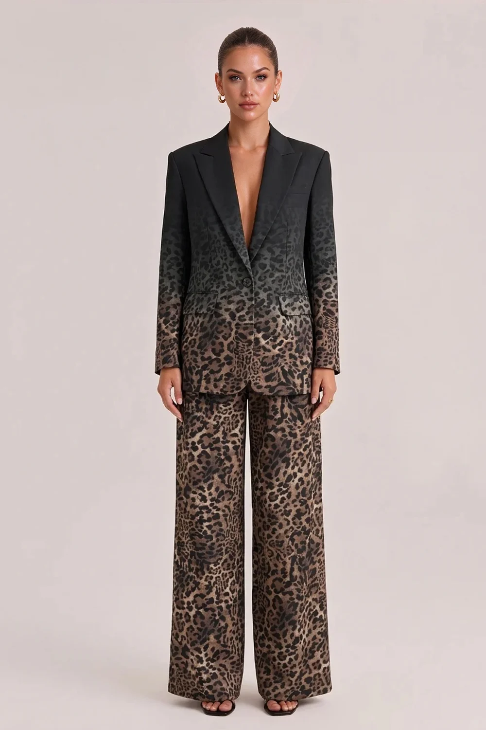 Ombré Leopard Print Blazer and Wide Leg Pants Two Piece Suit Set [erp-image:44cb9ef1c5d9d4d62927079f]