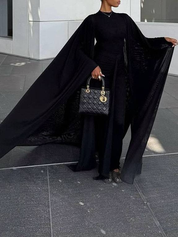 Cape Ribbon Design Maxi Dress