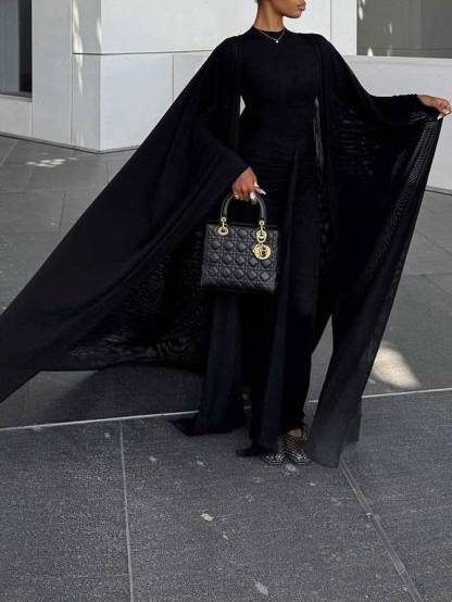 Cape Ribbon Design Maxi Dress