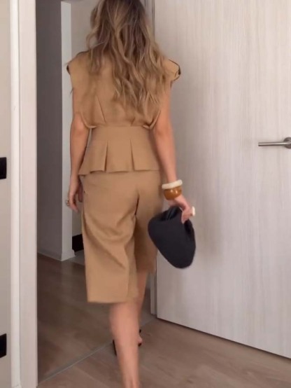 Vintage Belt Vest And Shorts Set - Vest