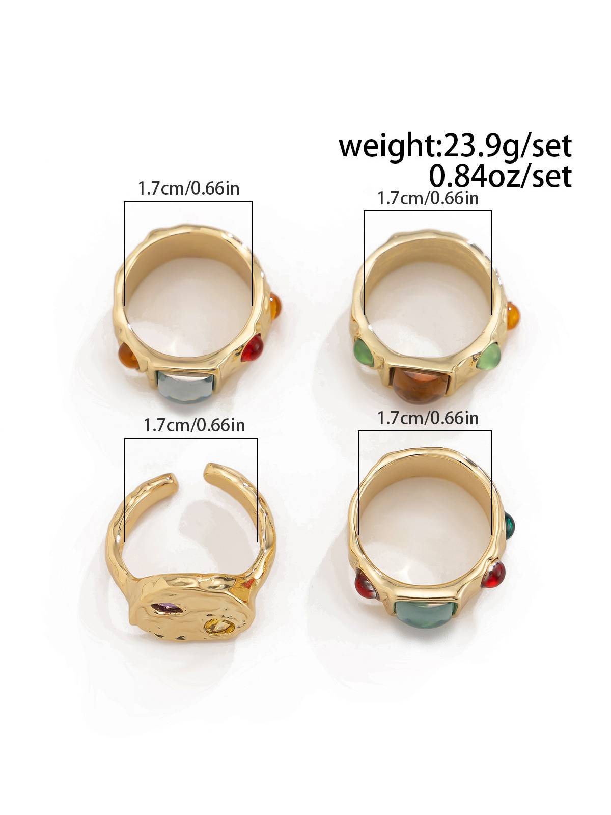 Colored Stone Inlaied Ring Suit