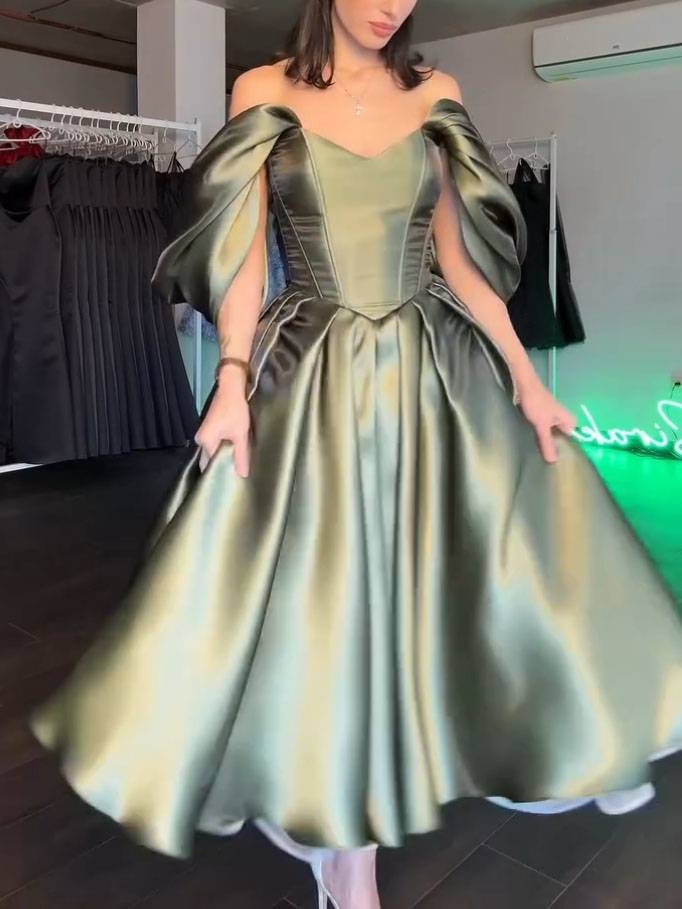 Tube Top High-waisted A- Line Midi Dress