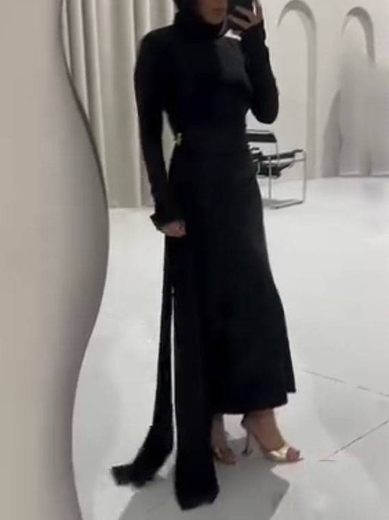 High Waist Ribbon Design Irregular Dress