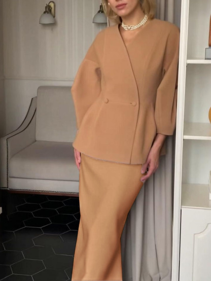 Puff Sleeve Dress Suit