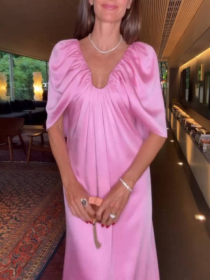 Distinctive U Neck Cape Design Maxi Dress