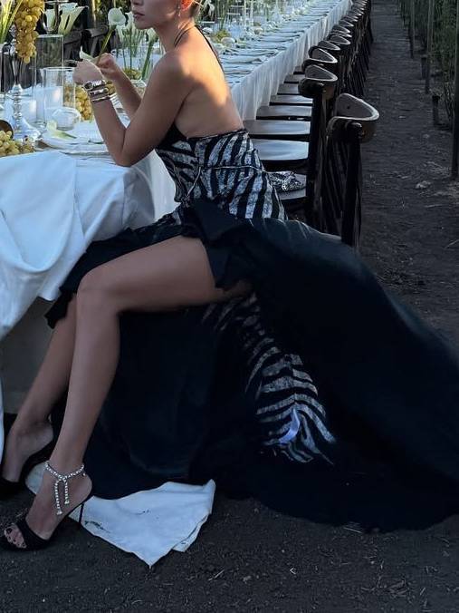 Zebra-Print Irregular Hem Sling Maxi Dress