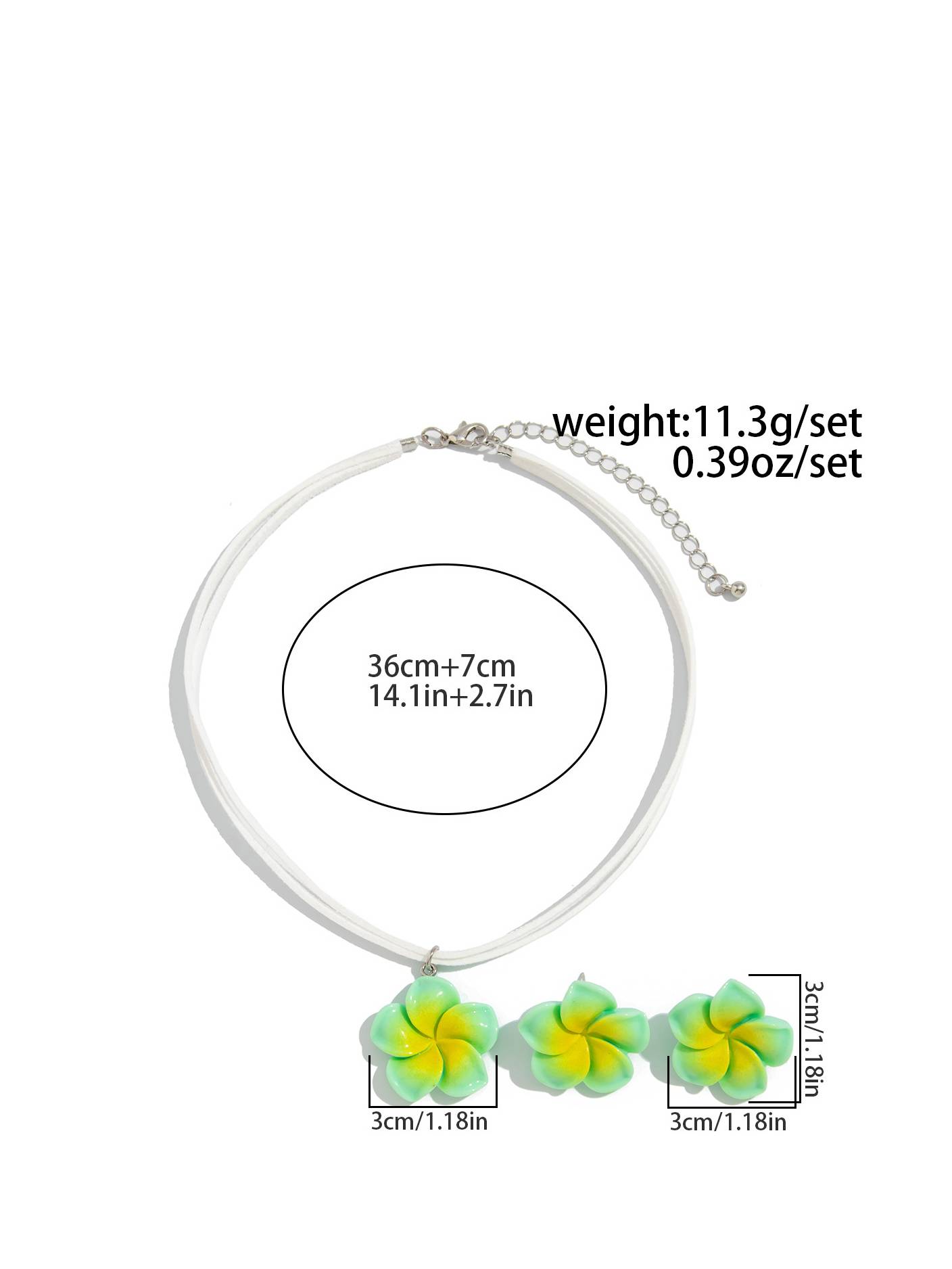 Plumeria Earrings And Necklace Set