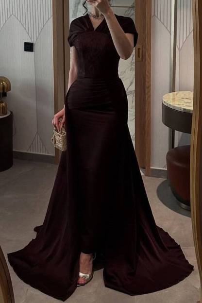 Lace Pleated High Waist Maxi Dress