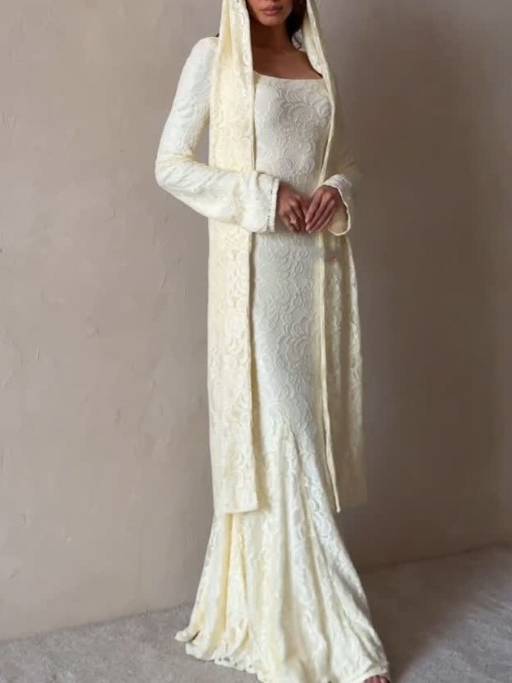 Lace Scarf Design Maxi Dress