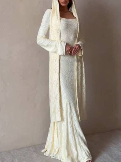 Lace Scarf Design Maxi Dress