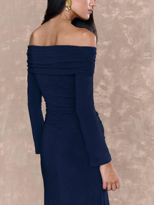 Off-shoulder Irregular Hem Maxi Dress