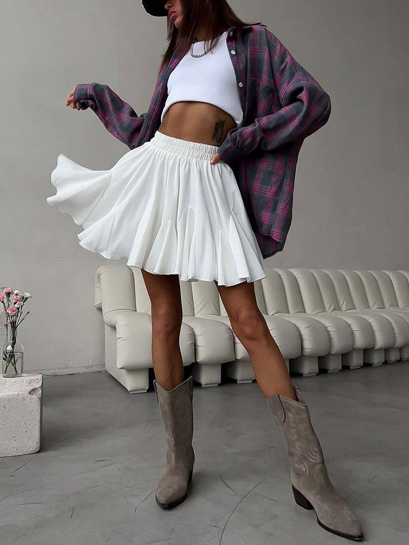 Ruffled Hem Mini Skirt