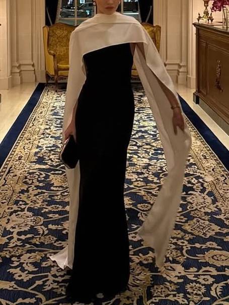 Unique Cape Design Maxi Dress