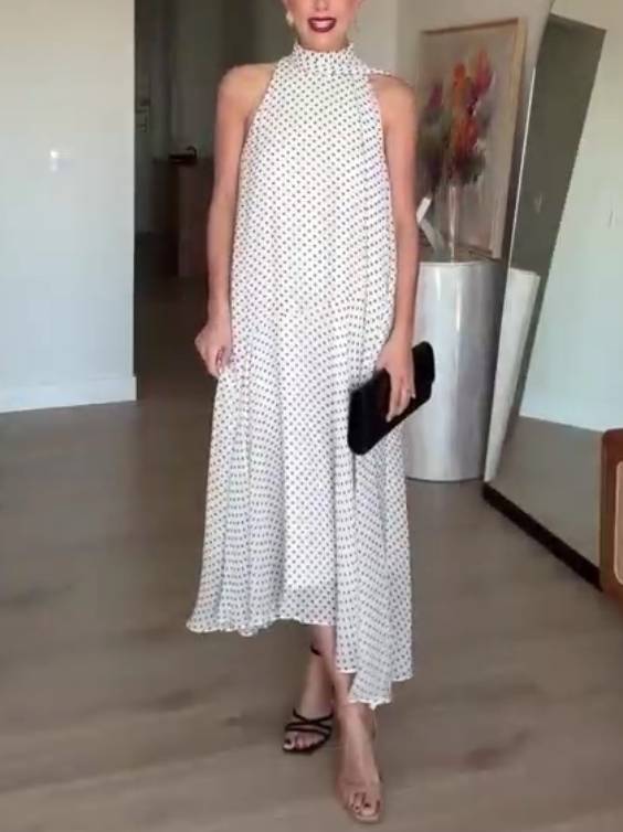 Irregular Hem Polka Dot Dress