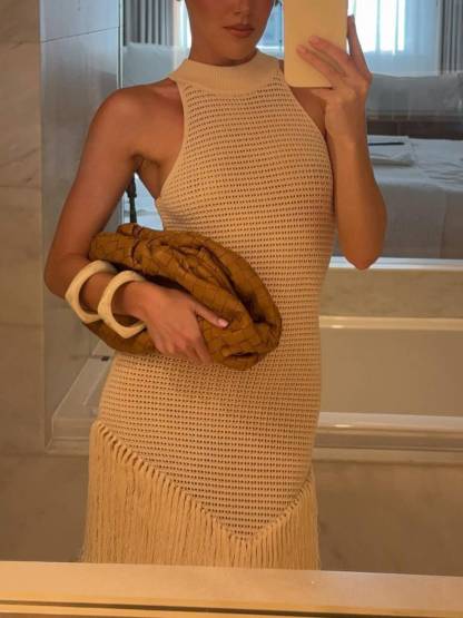 Knitted Tassel Hem Dress