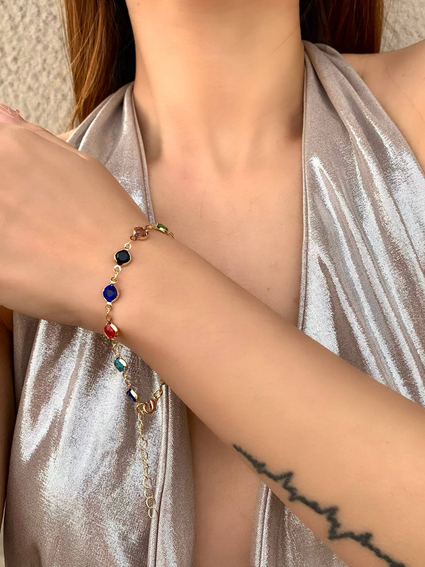 Bohemian Style Colored Necklace And Bracelet