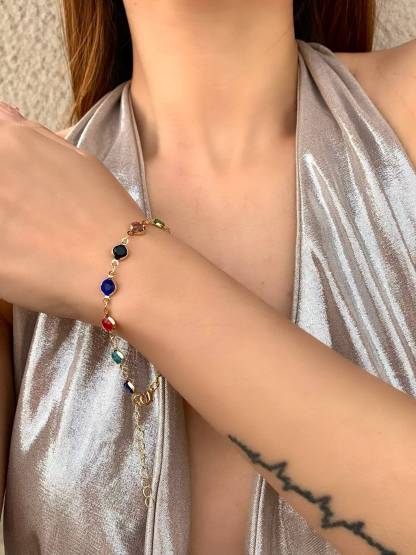 Bohemian Style Colored Necklace And Bracelet