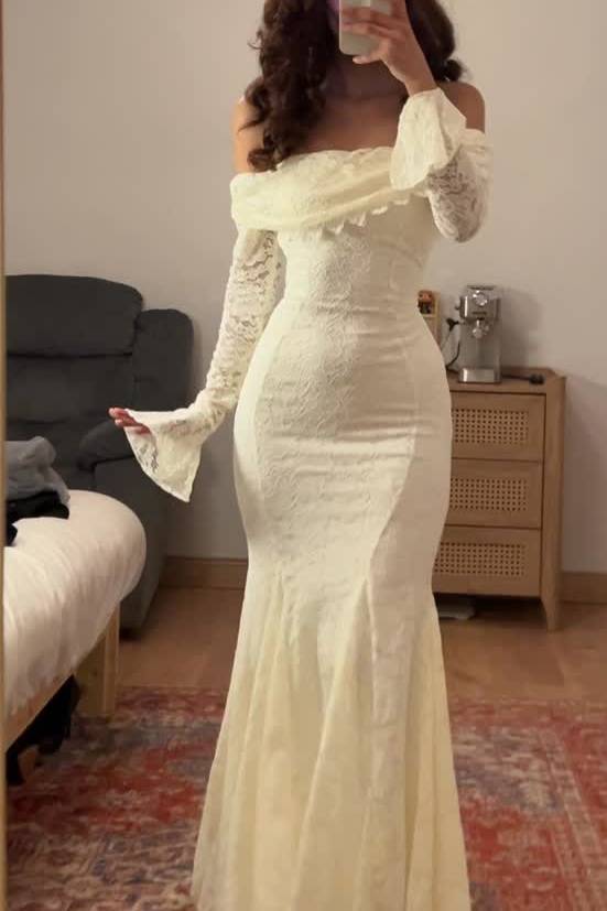 Lace Lapel Fishtail Maxi Dress