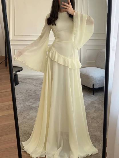 Ruffled Long Sleeve Maxi Dress