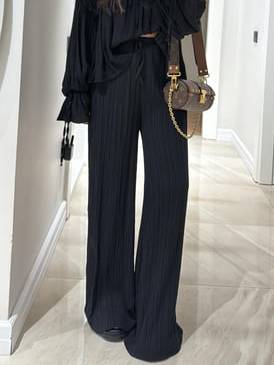 Bohemian Style Shirt And Wide Leg Pants Suit-Pants