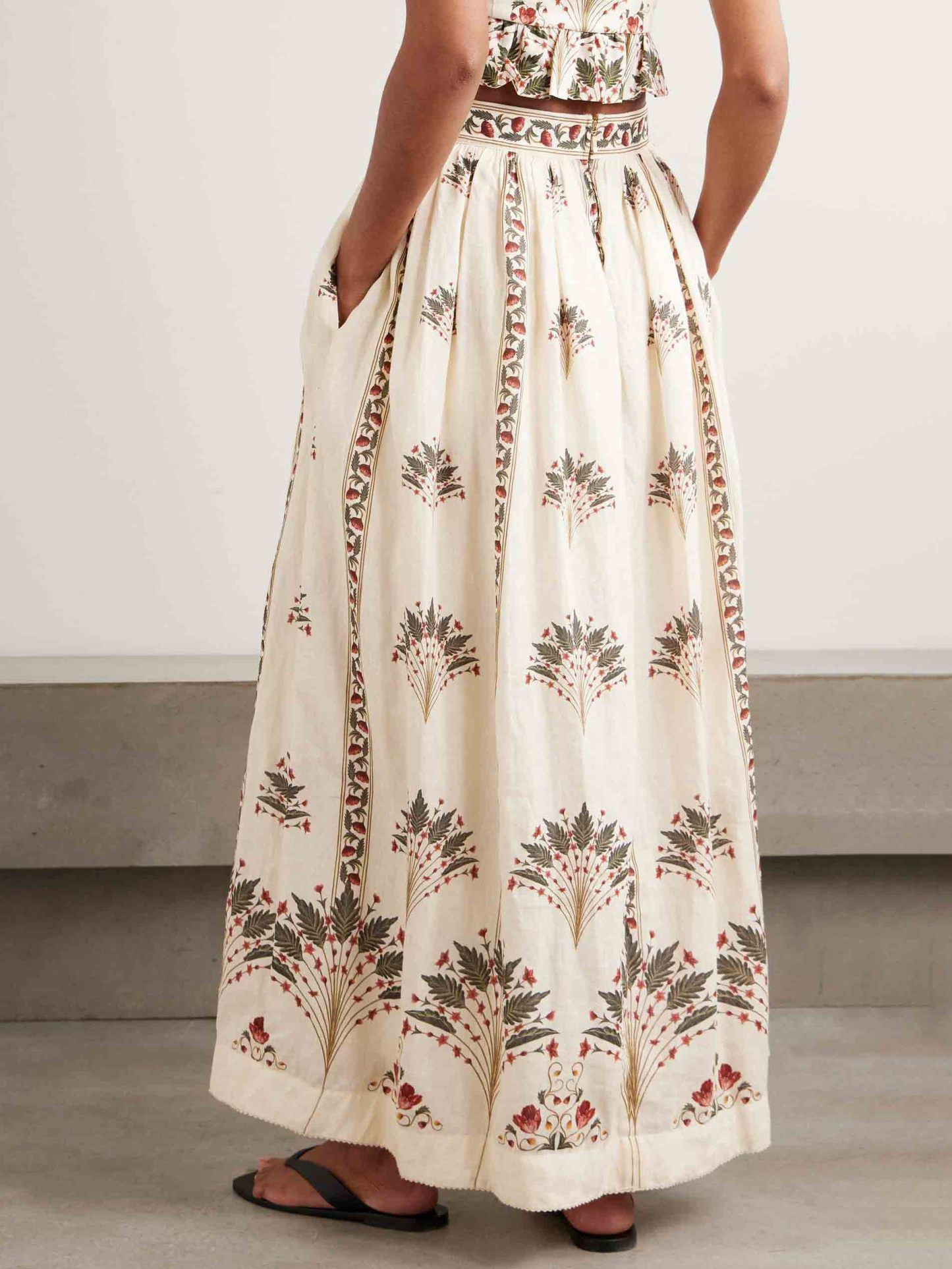 Casual Floral Print Midi Skirt Two-Piece Set