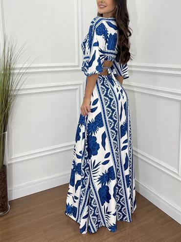 Waist Hollow Bat Sleeve Dress