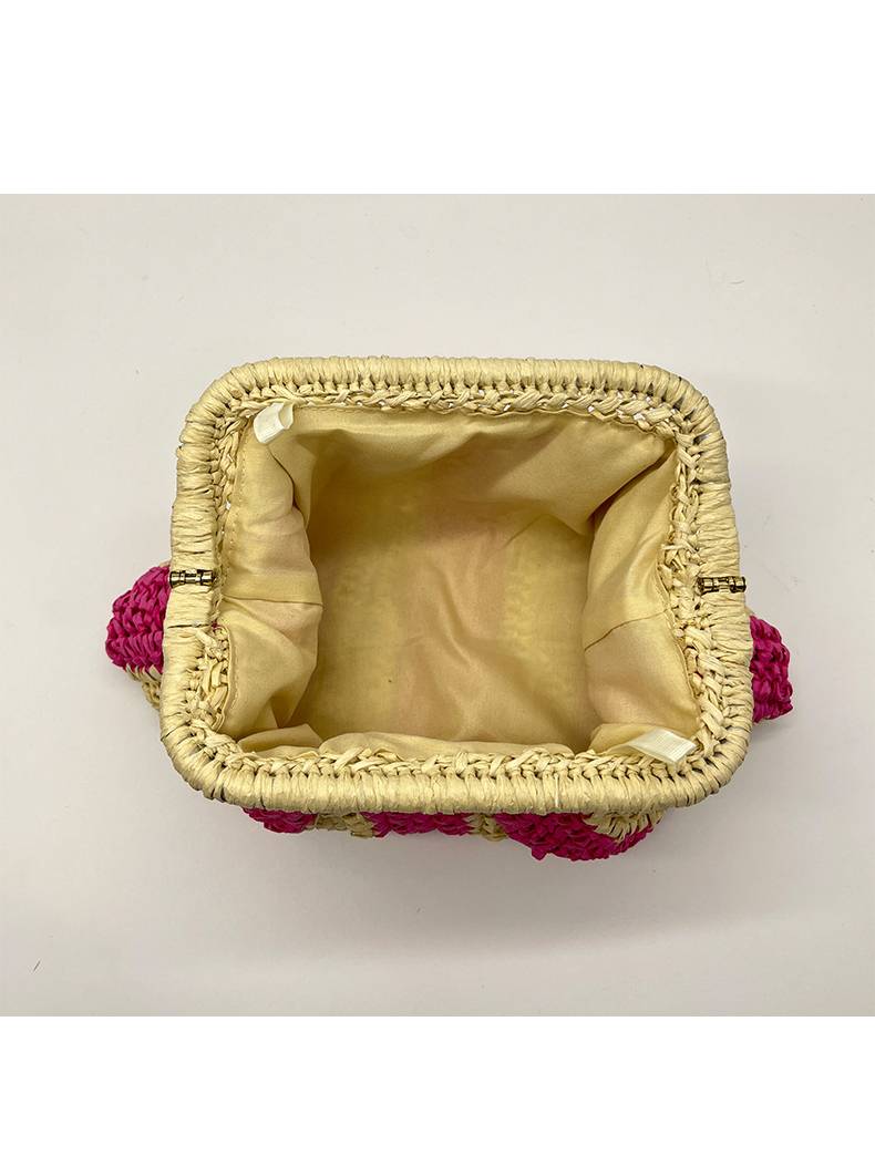 Contrast Color Straw Bag