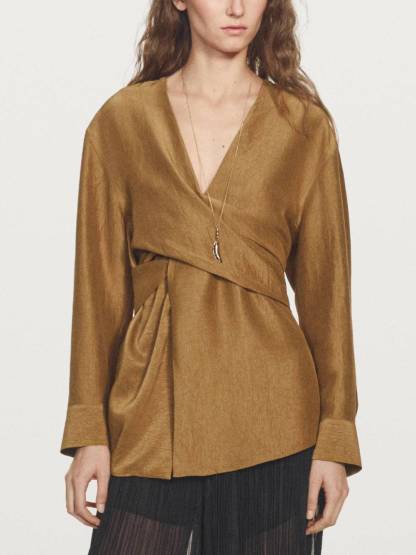 Cross Design Loose Shirt And Lantern Pants Set