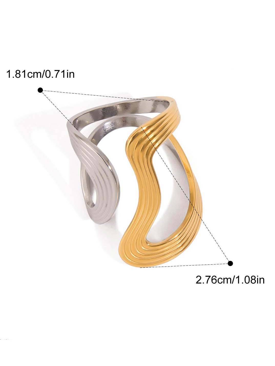 Minimalist Irregular Curve Two-color Ring