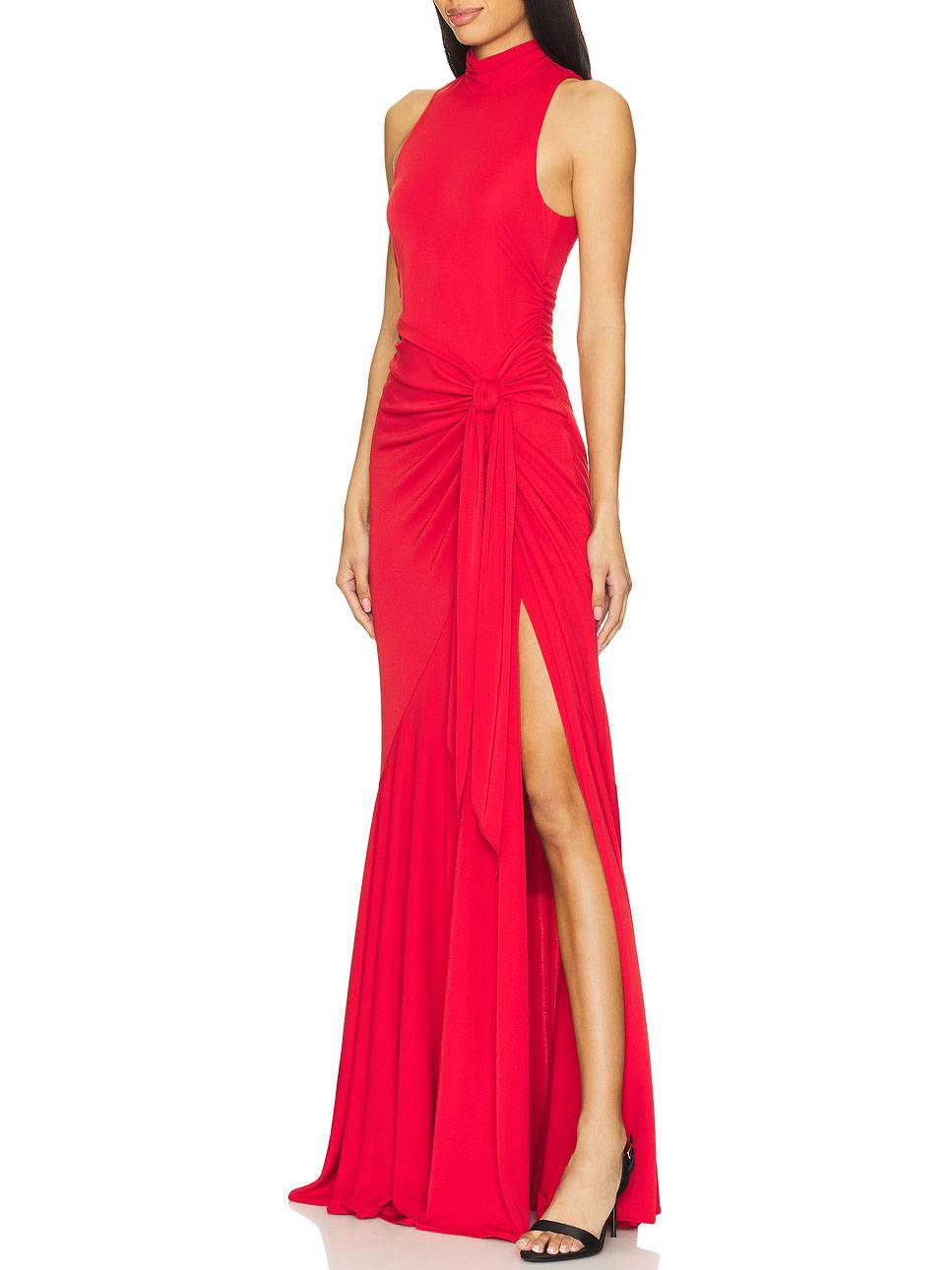 Lace-Up Design Side Slit Maxi Dress