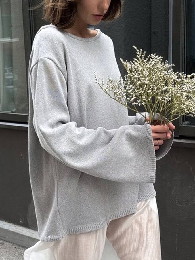 Loose Backless Pullover Sweater