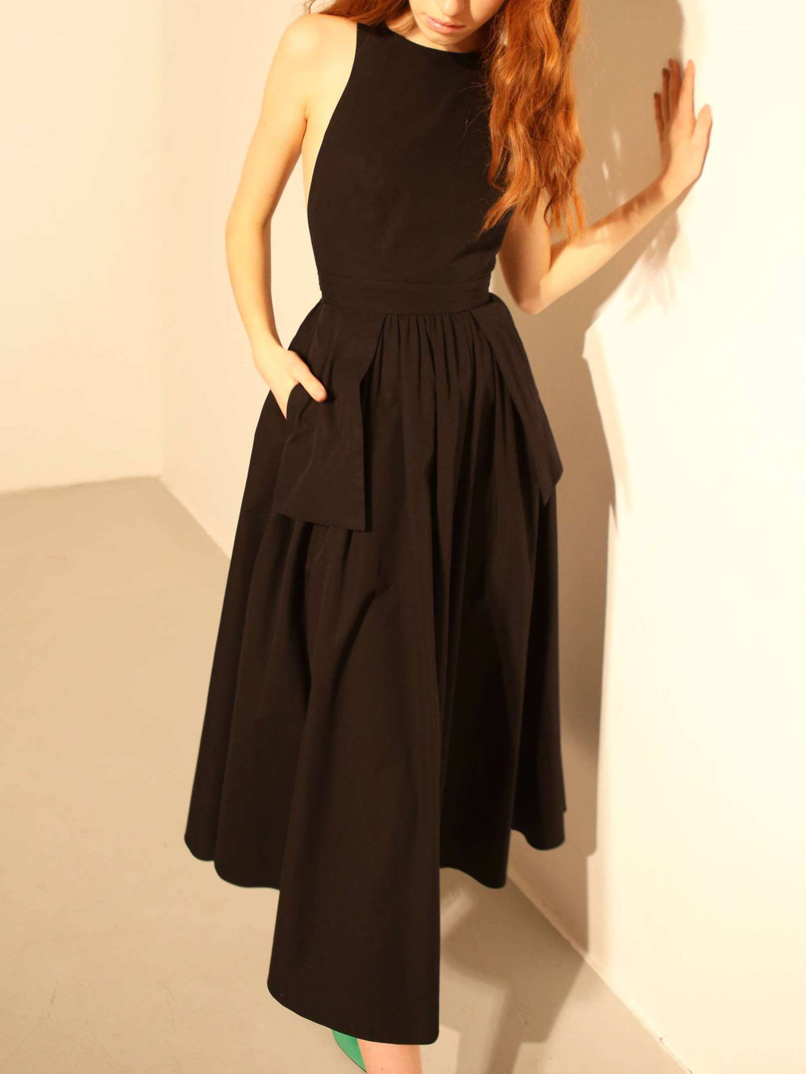 Retro Backless Midi Dress