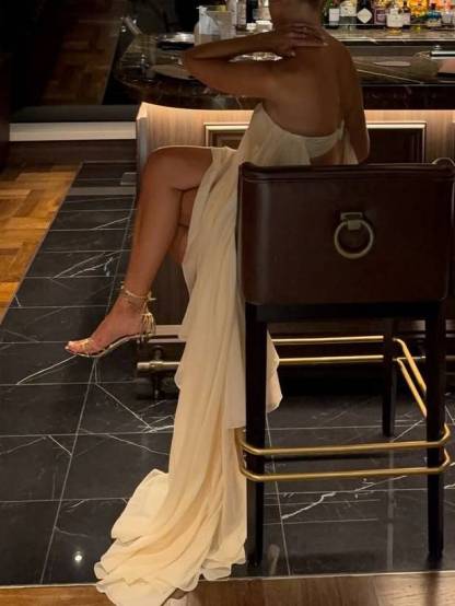 Tube Top Irregular Hem Maxi Dress