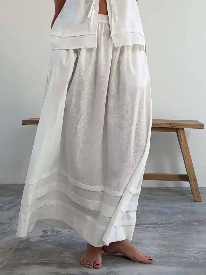 Lace-up Vest And Skirt Suit-Skirt