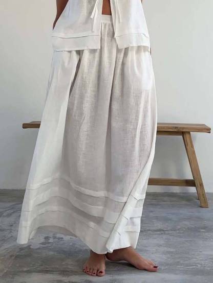 Lace-up Vest And Skirt Suit-Skirt