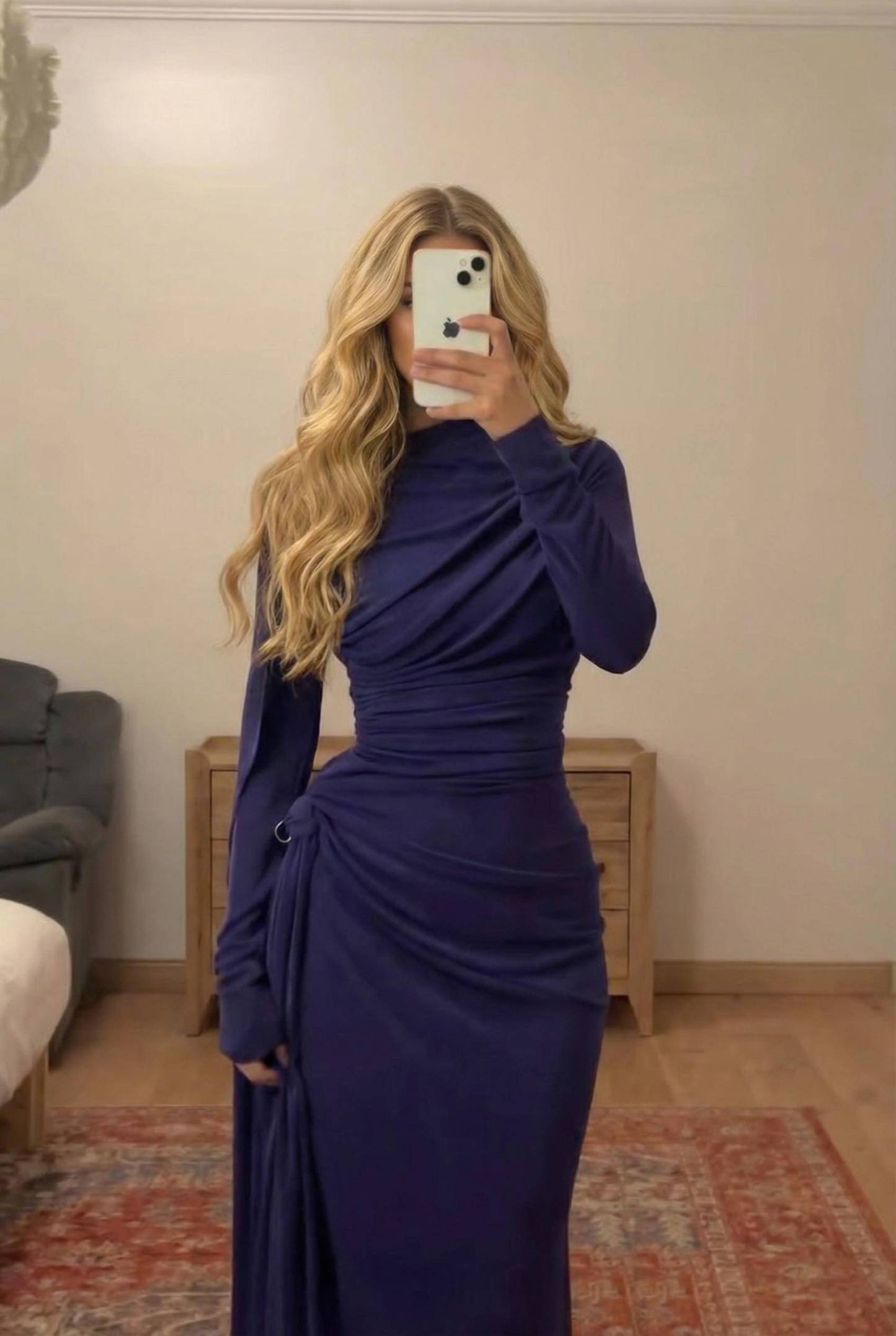 Irregular Design Pleated Maxi Dress