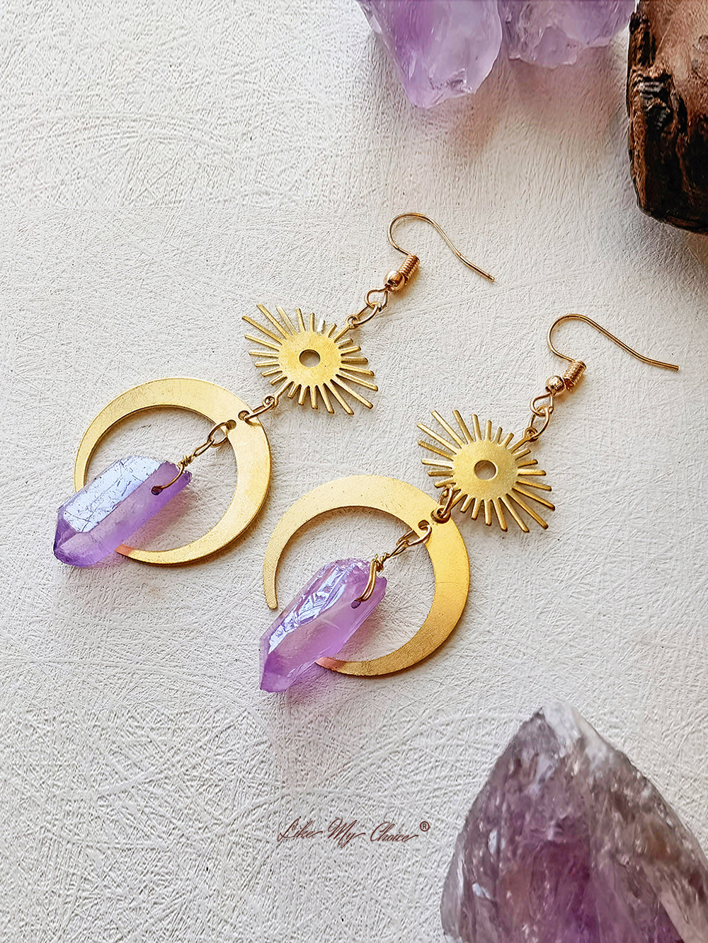 Witchy Eye Moon Crystal Earrings-Likemychoice