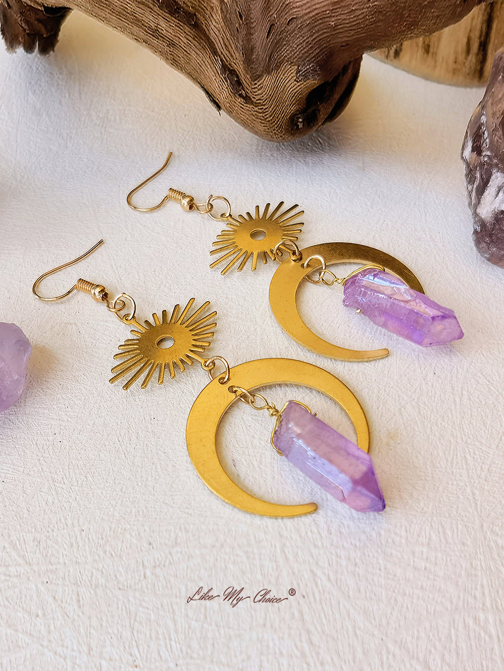 Witchy Eye Moon Crystal Earrings-Likemychoice