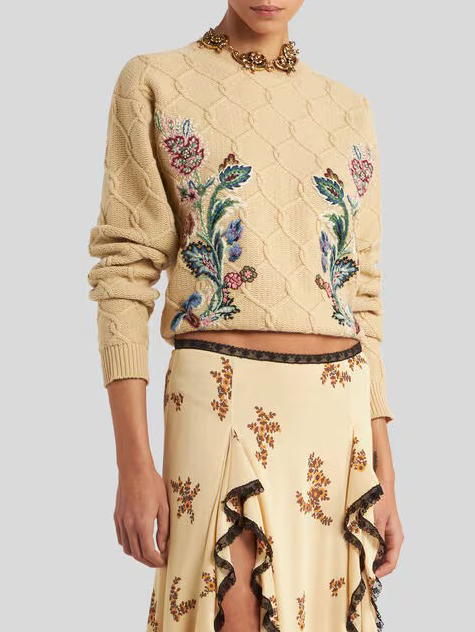 Rose Embroidered Knitted Cardigan