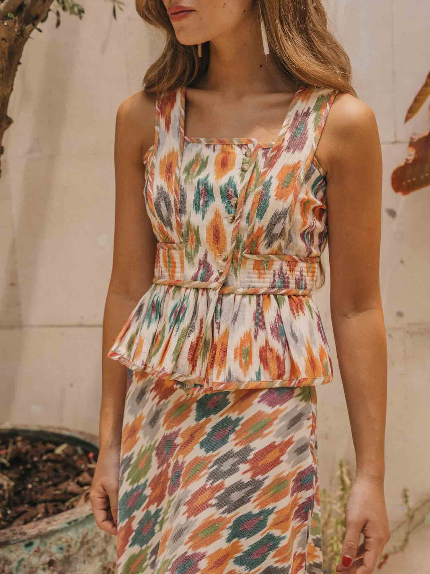 Retro Colorful Abstract Print Sleeveless Tank Top