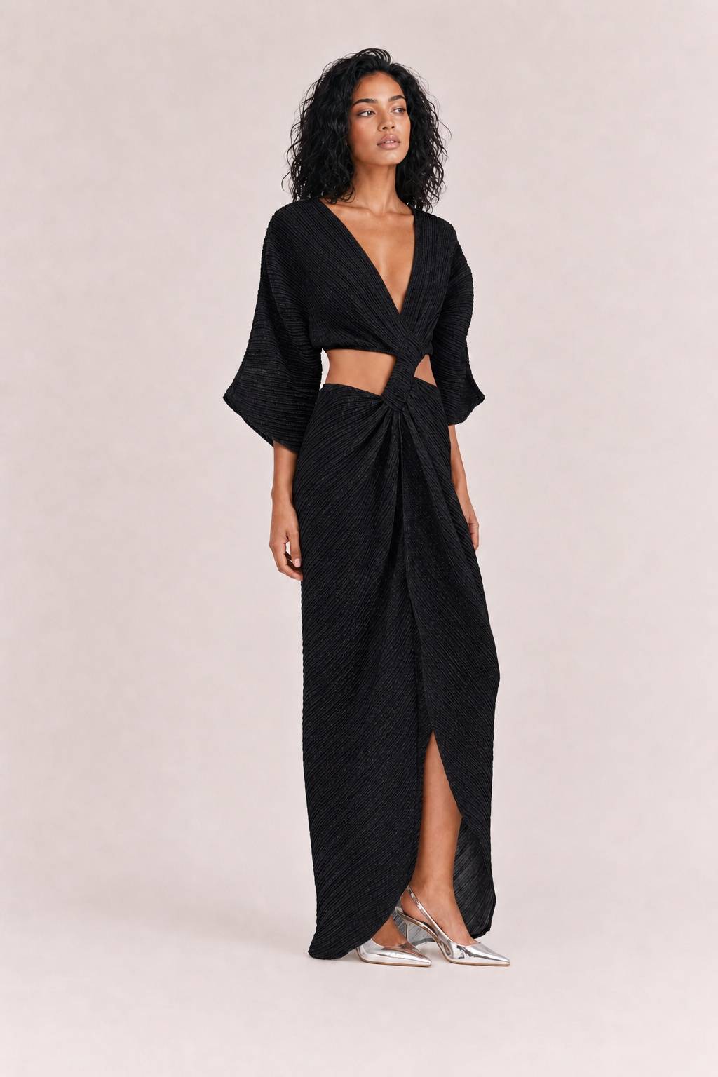 Sexy Twist-Front Cut-Out Maxi Dress